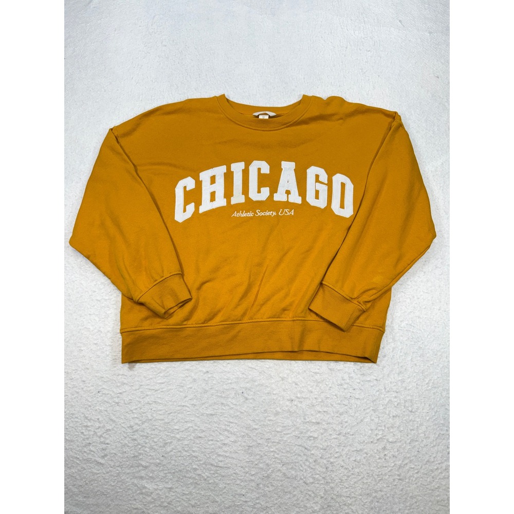 H&M Chicago Athletic Society USA Graphic Sweatshirt Mustard Yellow Large